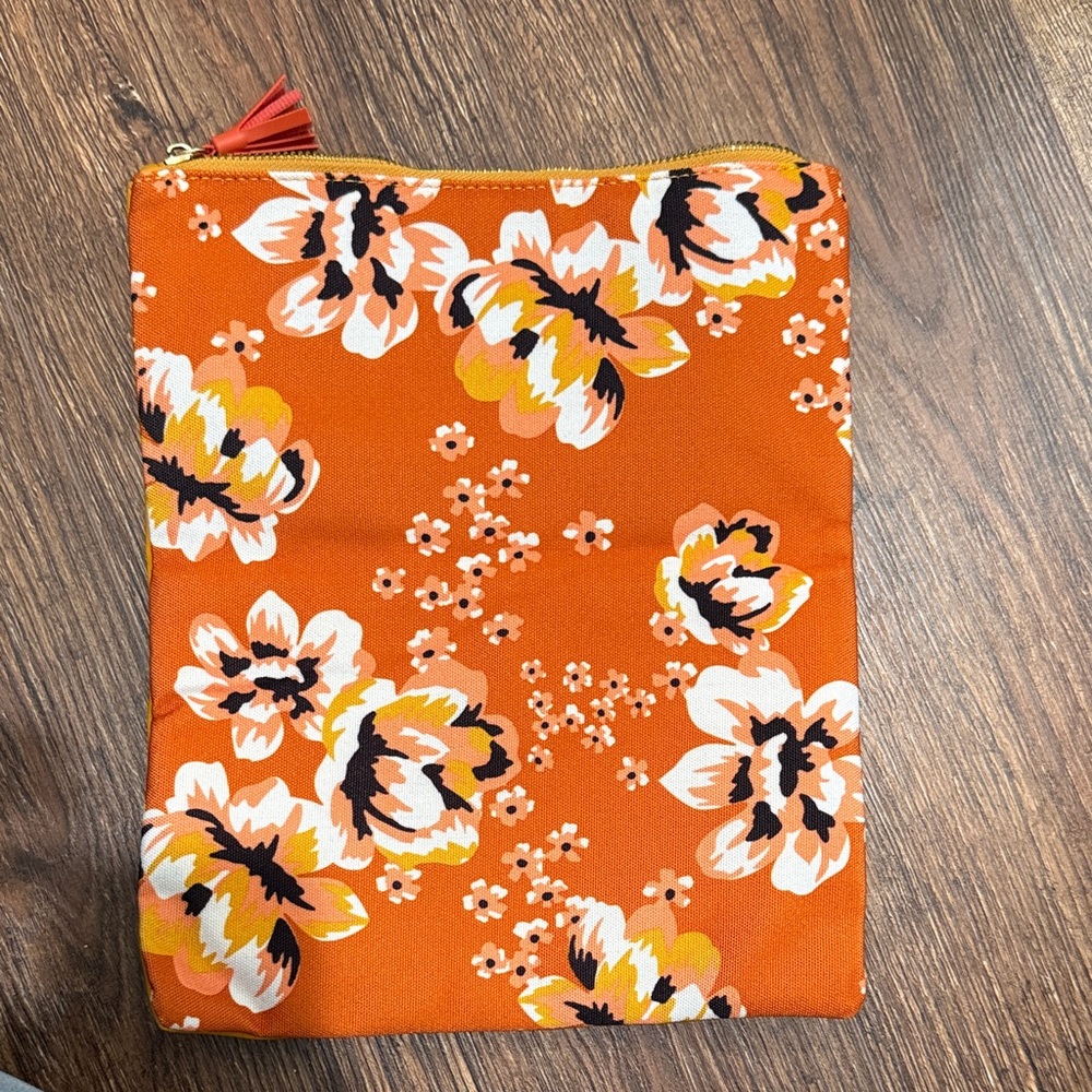 Rachel Pally Orange Floral Cosmetic Bag